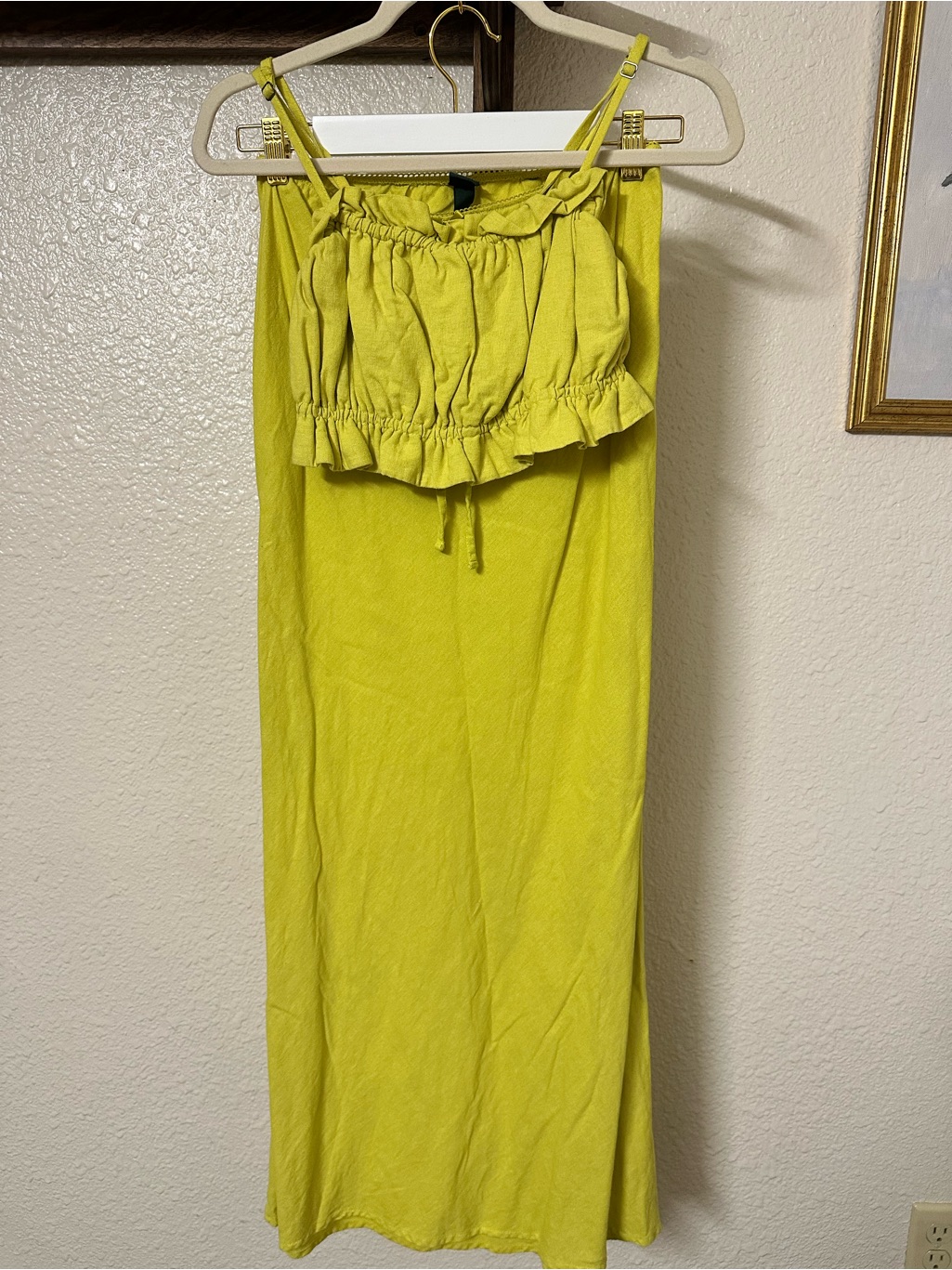 Wild Fable Yellow Ruffle-Trim Crop Top And Skirt Set
